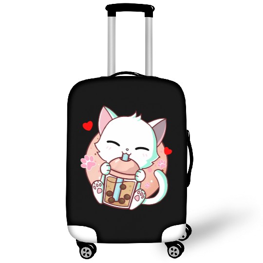 Cat Boba Tea Bubble Tea Kawaii Anime Japanese Luggage Covers
