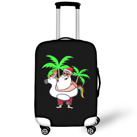 Christmas In July Santa on Vacation Unicorn Pool Luggage Covers