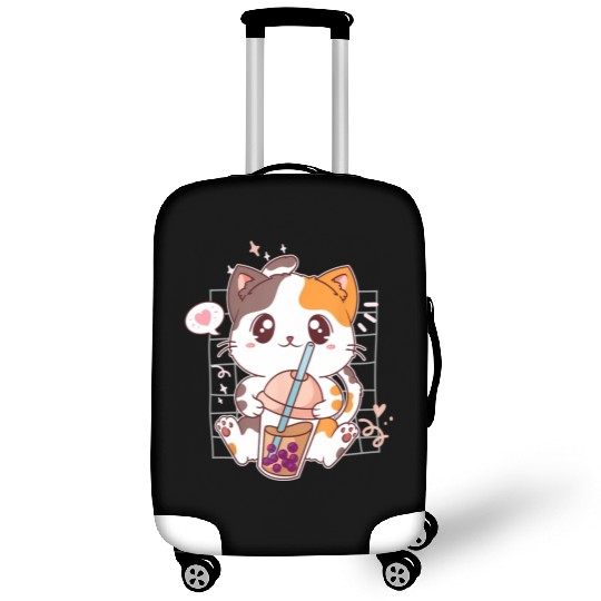 Cat Boba Tea Bubble Tea Kawaii Anime Japanese Luggage Covers