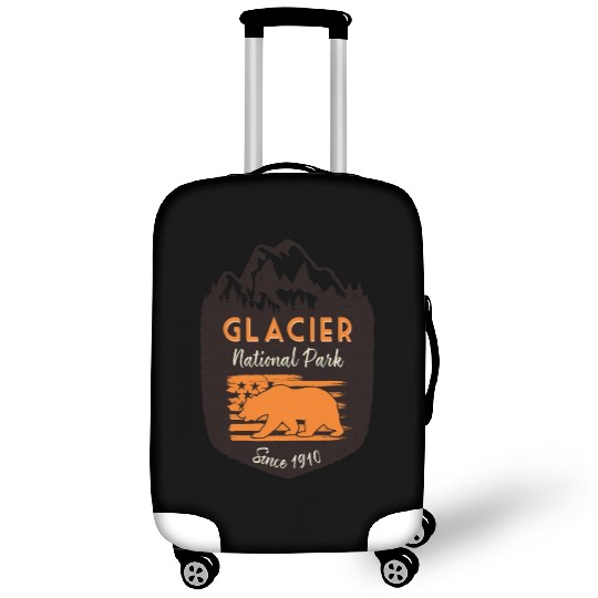 Glacier National Park Us Flag Grizzly Bear Luggage Covers