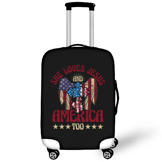 She loves jesus and America too Luggage Covers