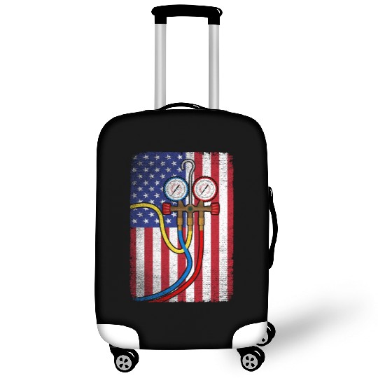 Patriotic HVAC Technician American Flag HVAC Tech Luggage Covers