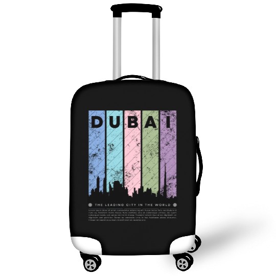 Black Colorful Dubai The Leading City in the World Luggage Covers