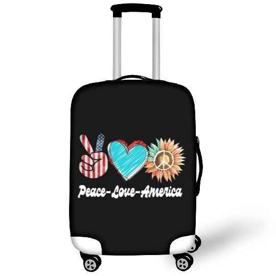 Peace Love America US Flag Fourth Womens JULY 4TH Luggage Covers