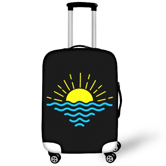 Sunset below blue waves of the sea Luggage Covers