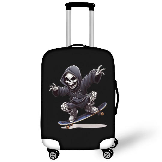 Grim Reaper Shreds the Streets: Skateboarding for Luggage Covers