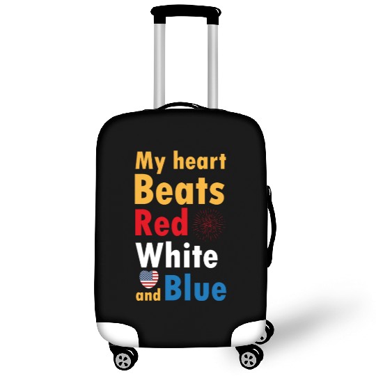 my heart beats red white and blue Luggage Covers