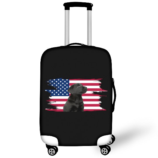 American Flag Dog Black Lab Puppy Luggage Covers