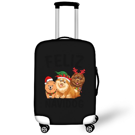 Feliz Navidog Chow Chow Reindeer Christmas Light Luggage Covers