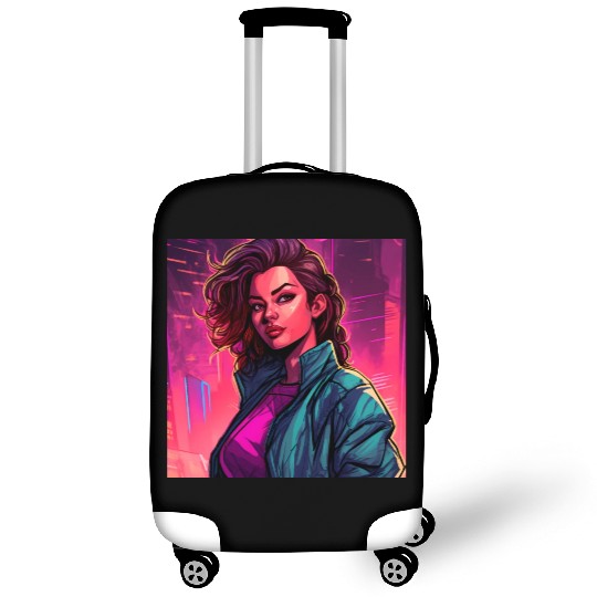 Synthwave City Bloom - Neon Pink Cityscape Luggage Covers
