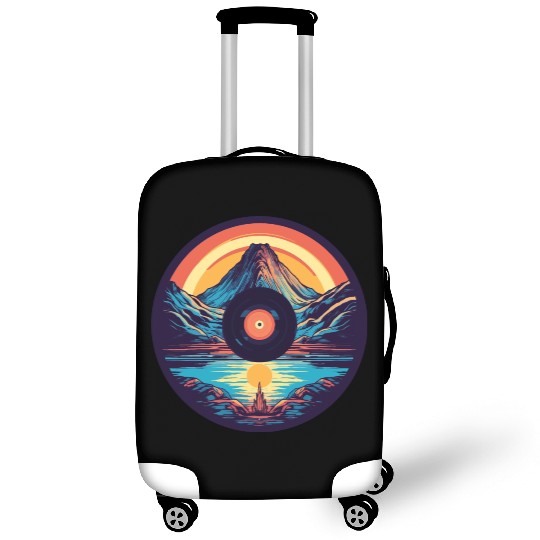 Retro Mountain Landscape: Vinyl Meets Art Luggage Covers