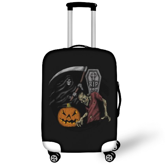 Scary pumpkin zombie Halloween grim reaper Luggage Covers