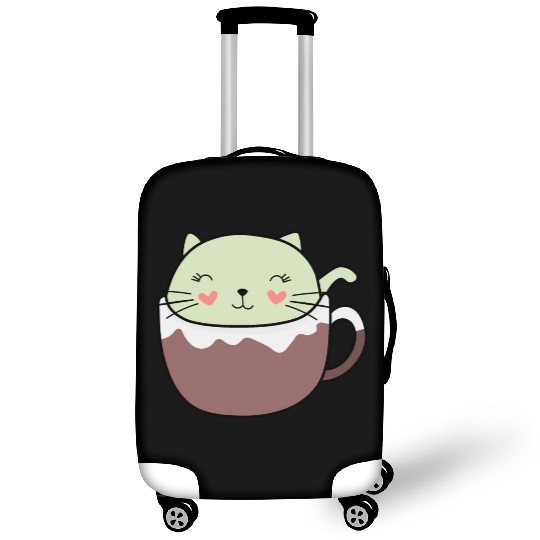 Mint Hot Cocoa Cat in Coffee Mug Luggage Covers