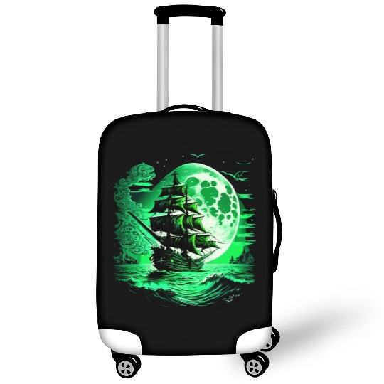 Historical Sailing Ship At Full Moon. Luggage Covers