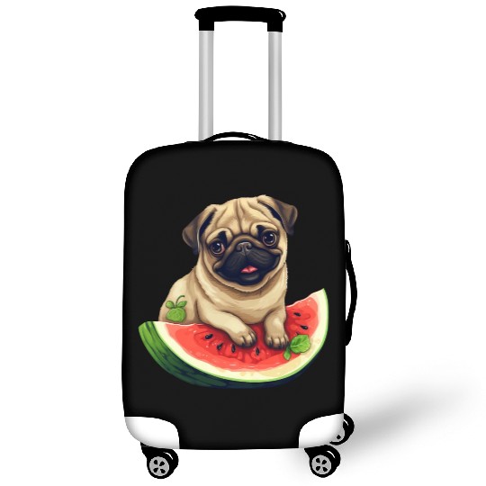 Pug with Melon, Funny Summer Design for Dog Lovers Luggage Covers