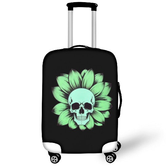 Green Toxic Sunflower Skull Vintage Style Luggage Covers