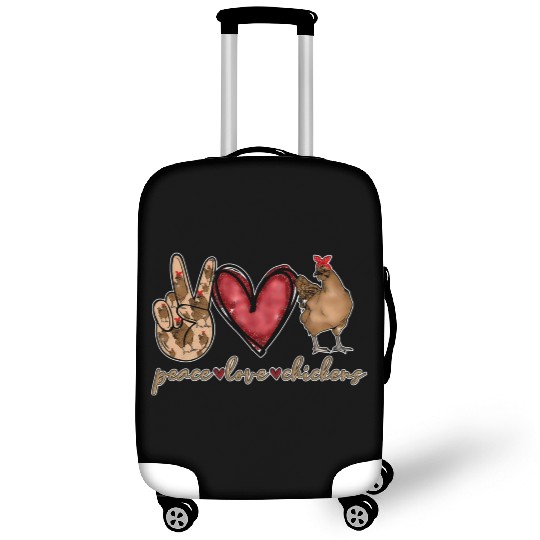 Peace Love Chicken Gold Glitter For Chicken Farmer Luggage Covers