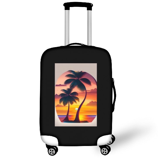 The sunset Palm tree logo design in Luggage Covers