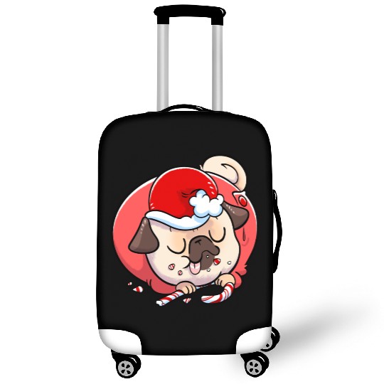 Pug Elf Candy Cane Luggage Covers