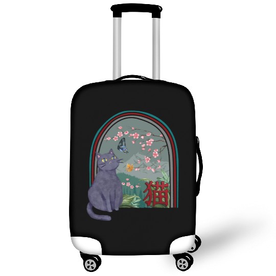 Cherry Blossom Luggage Covers, Cherry Blossom Cat Vintage