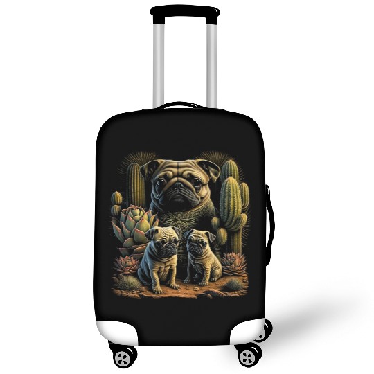 Paws in the Sands: A Charming Pug Family in the De Luggage Covers