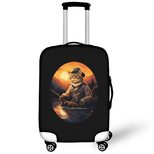 Cat On Fish Cat Fisherman Luggage Covers