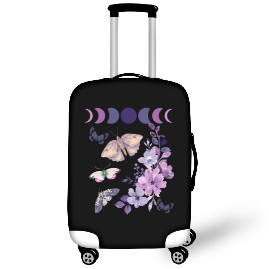 Violet Purple Moon Moth Flower Luggage Covers