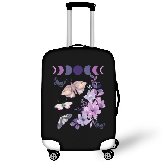 Violet Purple Moon Moth Flower Luggage Covers