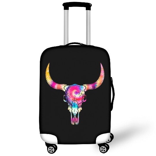 Cow Luggage Covers, Cow Skull Tie Dye Watercolor Luggage Covers, Cow