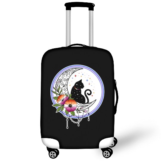 Galaxy Cat and Flowers in Lesbian Flag Colors Luggage Covers