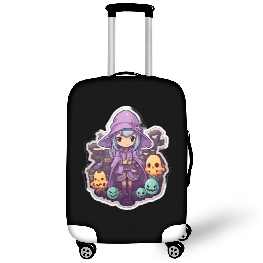 Cute Cartoonish Necromancer Summoning Friends Luggage Covers