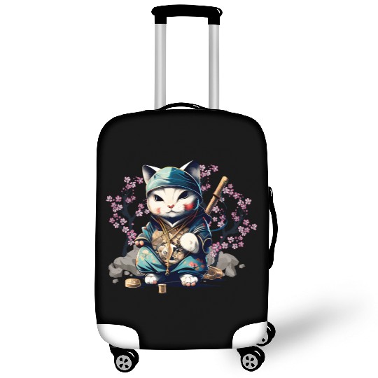 Samurai Cat Anime Kawaii Japanese Style Luggage Covers