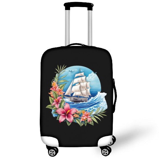 Sailing Ship Sailing Orchids Flowers Sailboat Luggage Covers