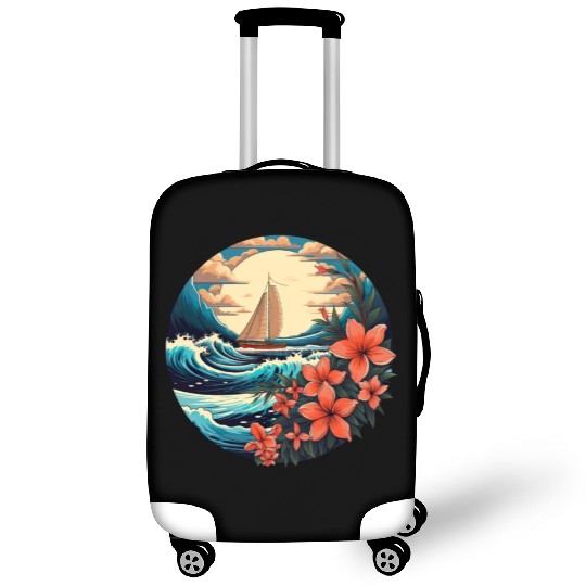Sailing Ship Sailing Orchids Flowers Sailboat Luggage Covers