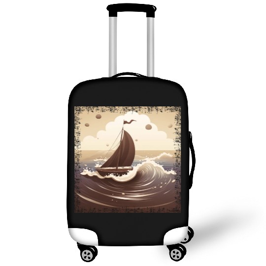 Chocolate Brown Dinghy on Rough Seas Luggage Covers