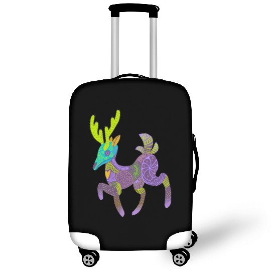 Whimsical Purple Cactus Deer Alebrije Luggage Covers