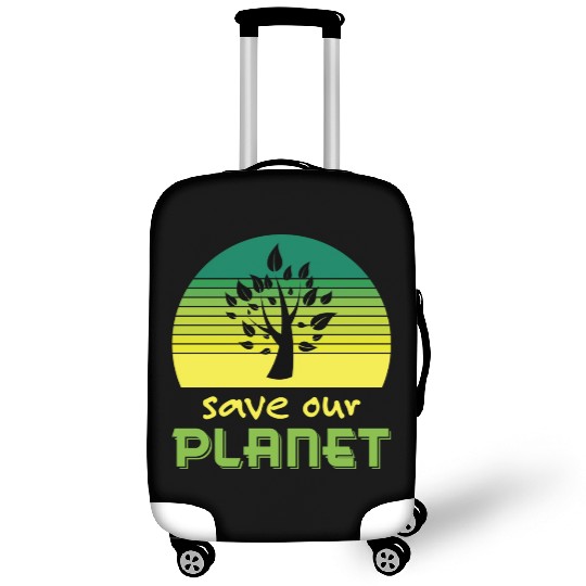 Save Our Planet Retro Sunset Green Luggage Covers