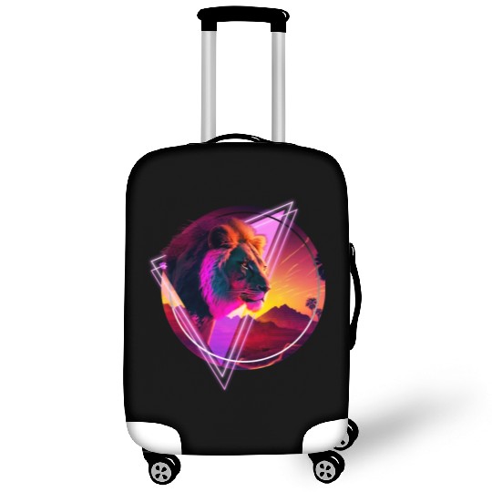 Synthwave desert Lion Luggage Covers
