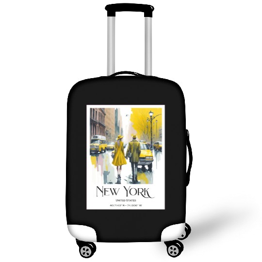 Watercolor painting loving couple in New York City Luggage Covers