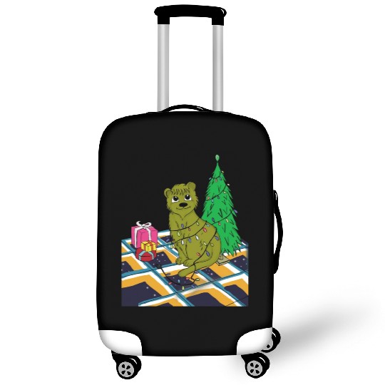 Cat Christmas Light Luggage Covers Funny Cat Lover