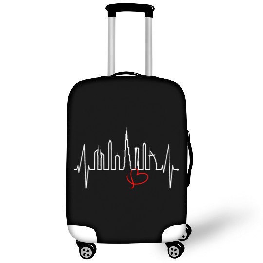 Dubai Skyline Heartbeat Burj Khalifa Silhouette Luggage Covers