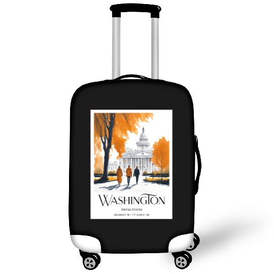 Watercolor painting loving couple in Washington DC Luggage Covers