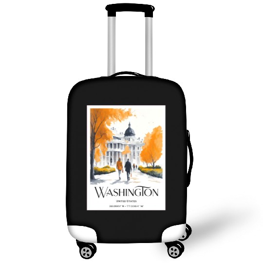 Watercolor painting loving couple in Washington DC Luggage Covers