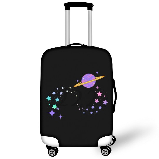 Angel Numbers 222 Purple Saturn with Stars Luggage Covers