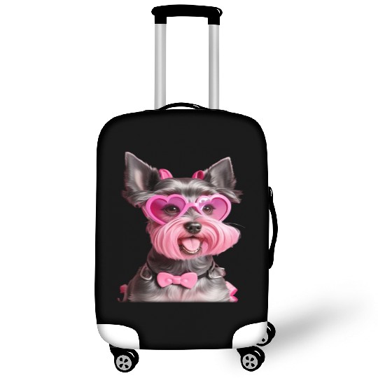 Schnauzer Wearing Pink Bow Tie Luggage Covers