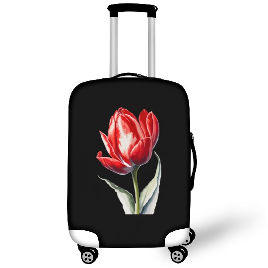 a red tulip flower Watercolor Luggage Covers