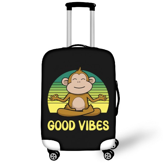 Meditating Monkey Retro Sunset Luggage Covers