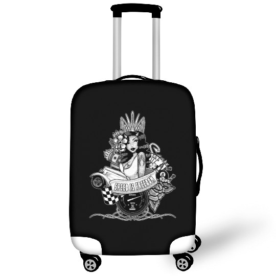 Pin up, Hot rod and Speedometer, black and white Luggage Covers