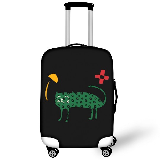 Spring Cute Green Cat Luggage Covers