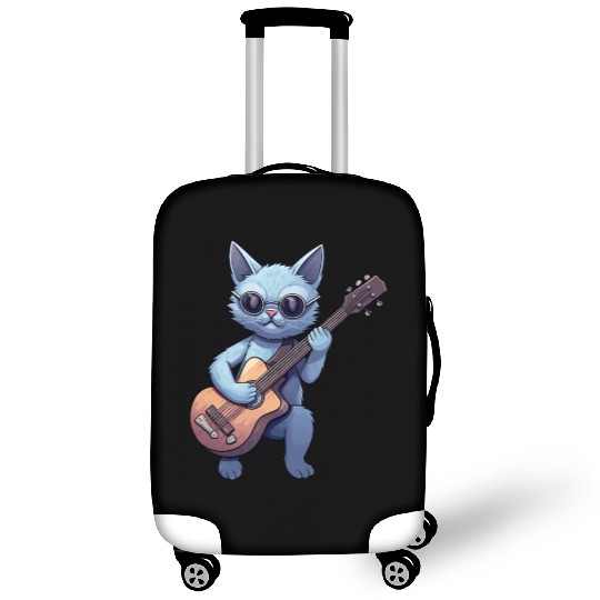 Rock Cat Playing Guitar - Funny Guitar Cat Luggage Covers